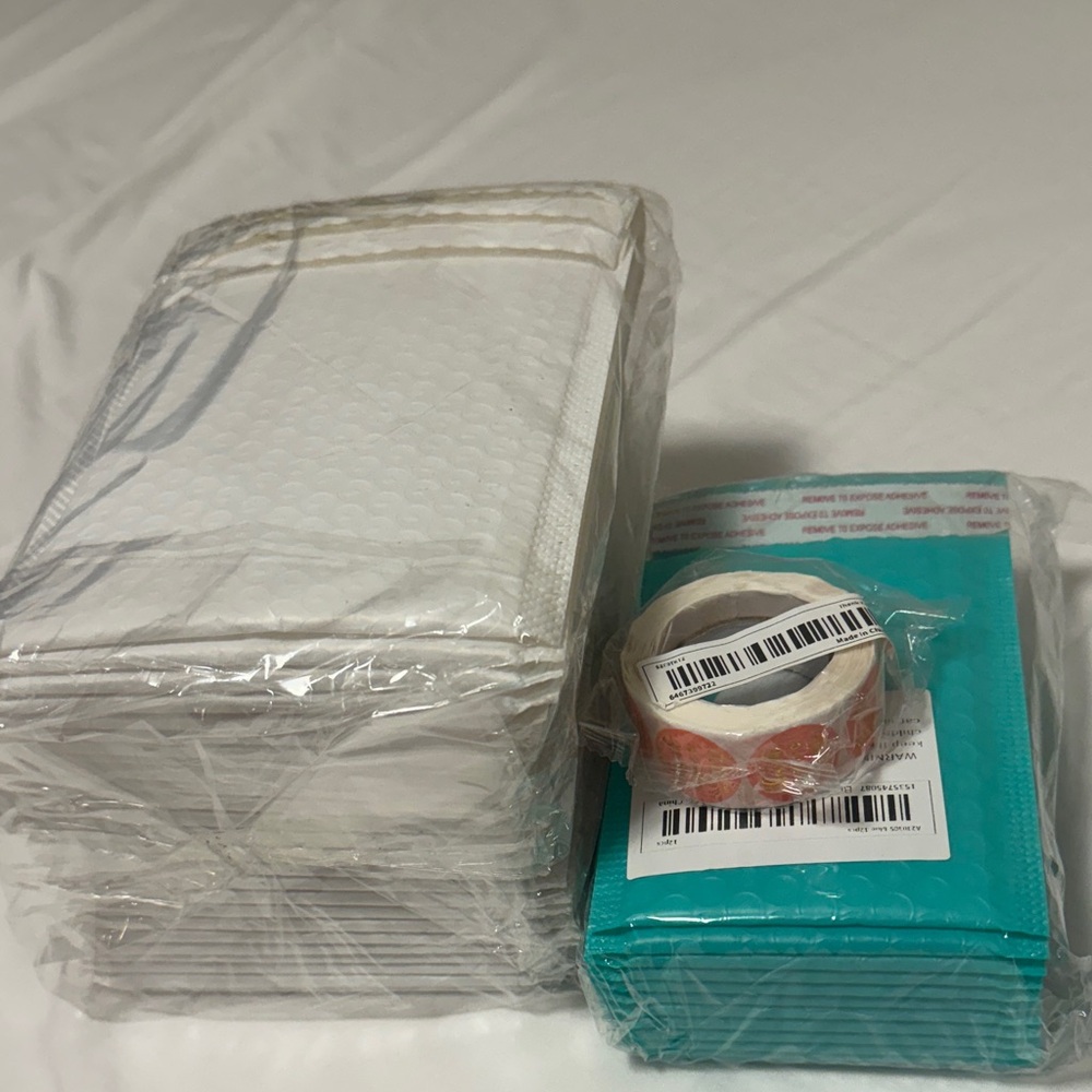 White and Teal Packaging Supplies